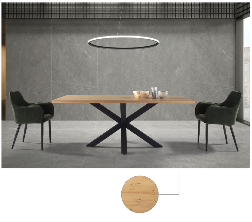 Mesa Maeba tapa roble pie negro